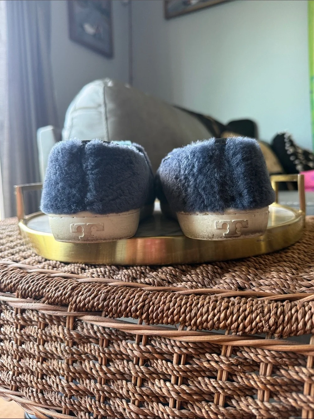 Tory Burch Bamford Colour-Block Shearling Plimsolls Slip On Sneakers (Size 9)